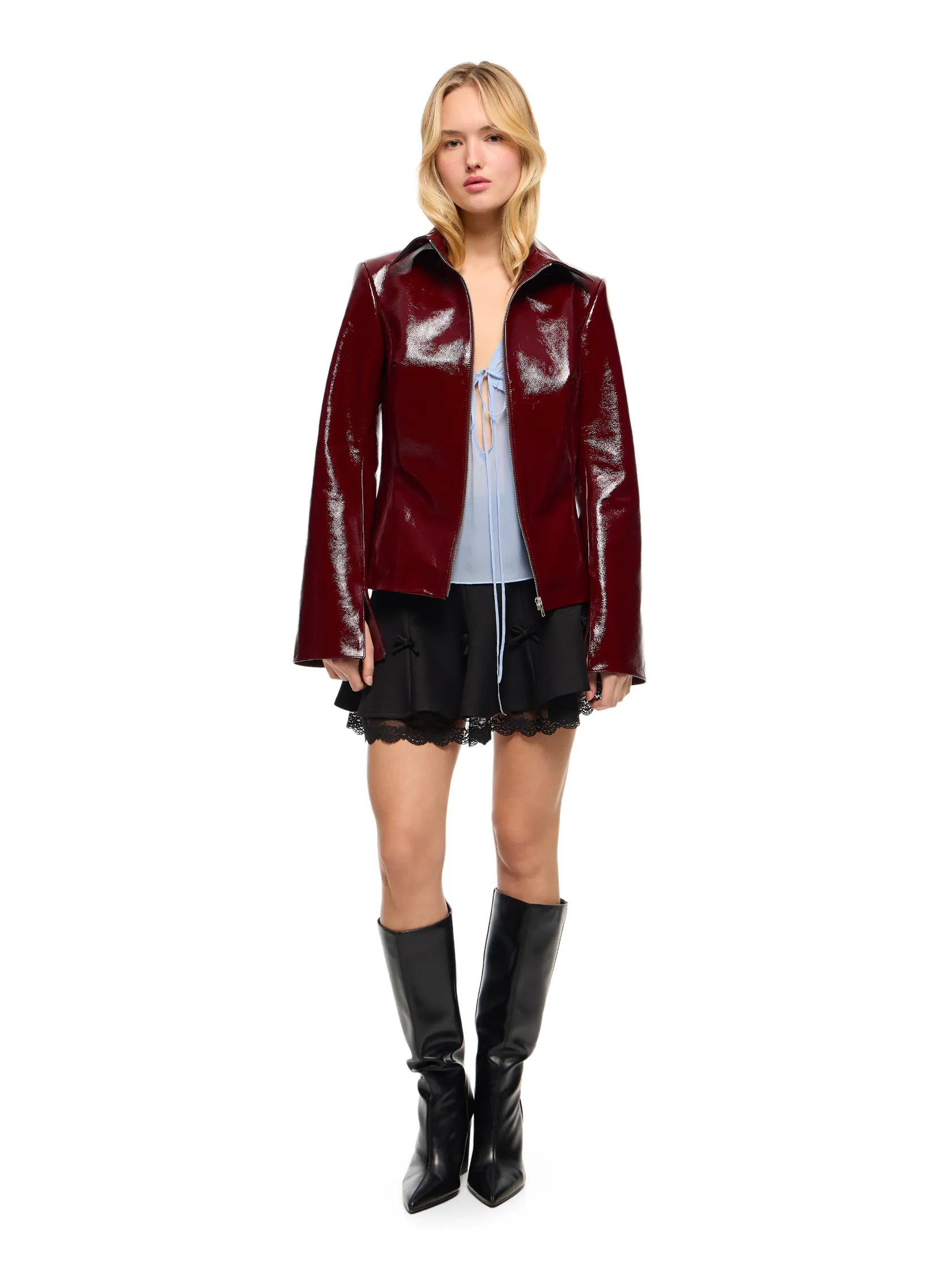 MARGAUX REAL LEATHER CHERRY JACKET