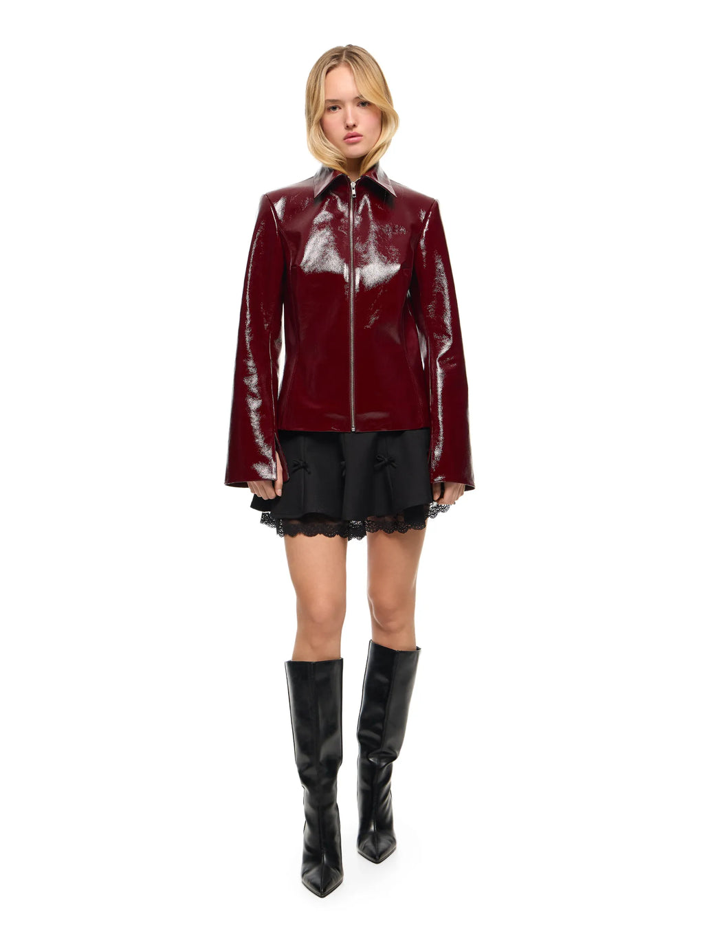 MARGAUX REAL LEATHER CHERRY JACKET