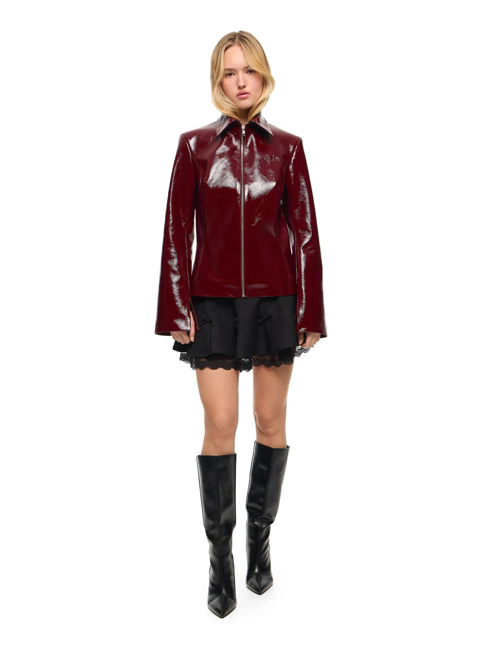 MARGAUX REAL LEATHER CHERRY JACKET