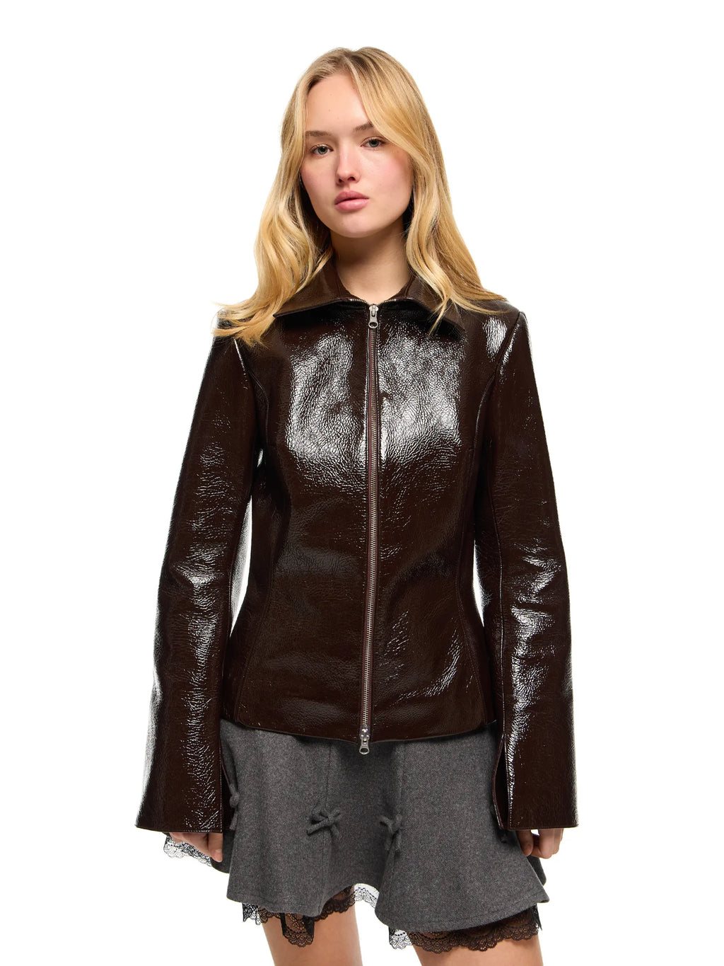 MARGAUX REAL LEATHER CHOCOLATE JACKET
