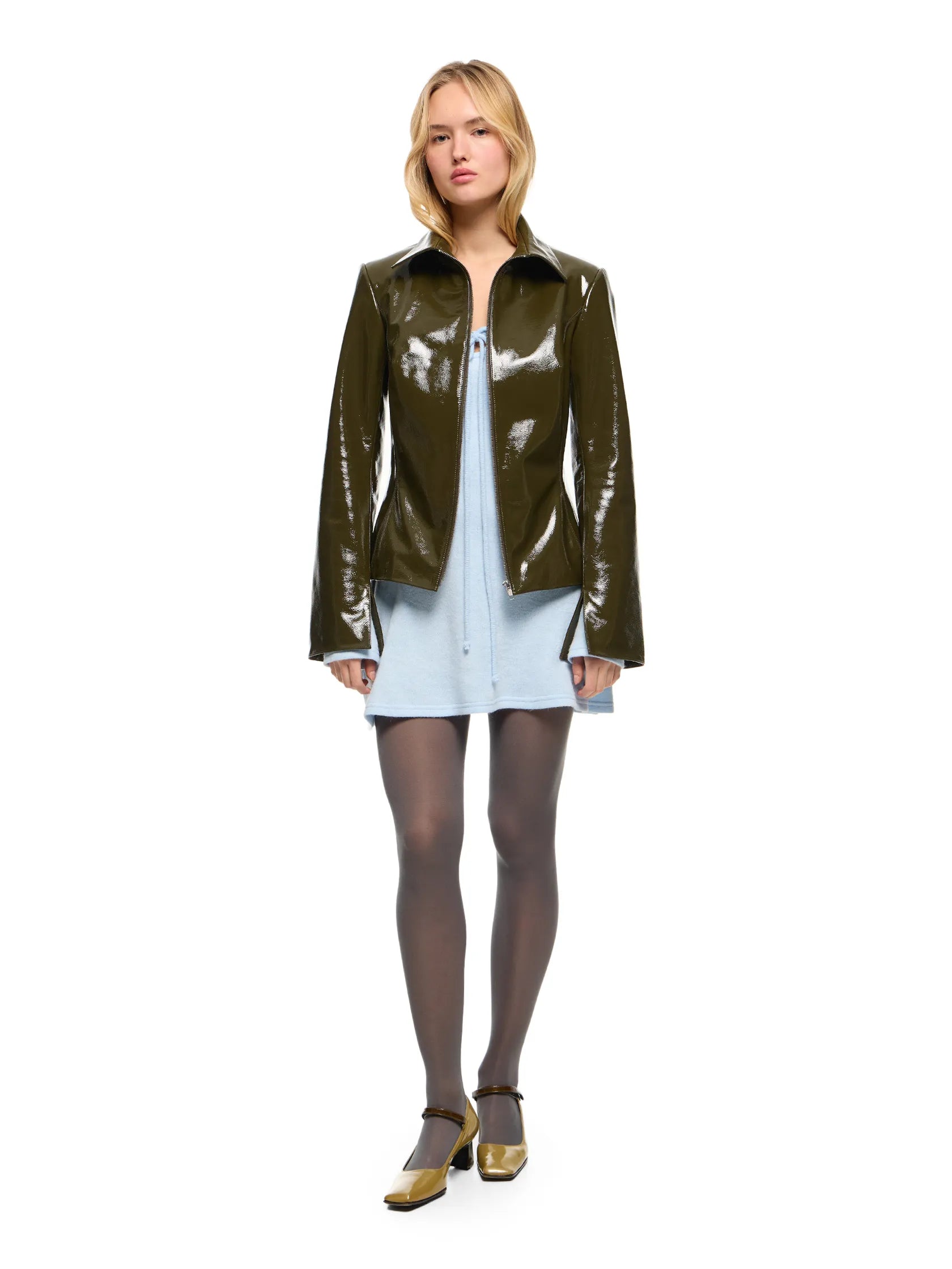 MARGAUX REAL LEATHER OLIVE JACKET