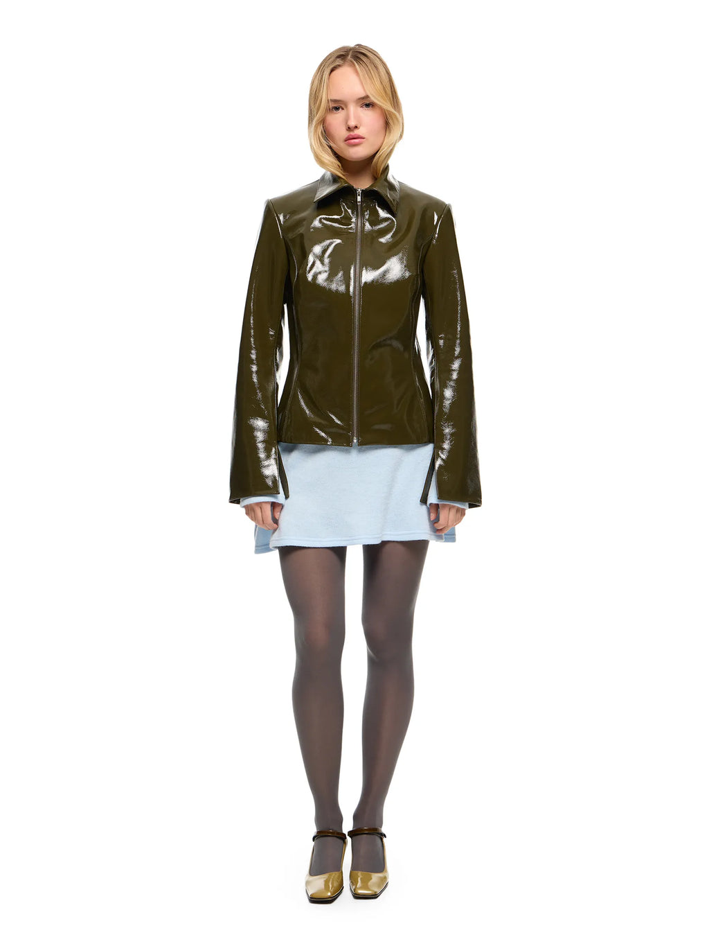 MARGAUX REAL LEATHER OLIVE JACKET