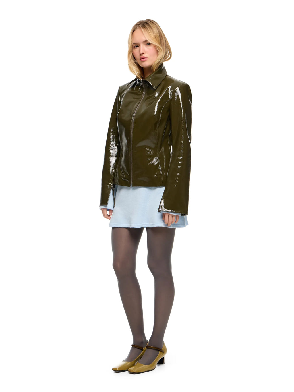 MARGAUX REAL LEATHER OLIVE JACKET