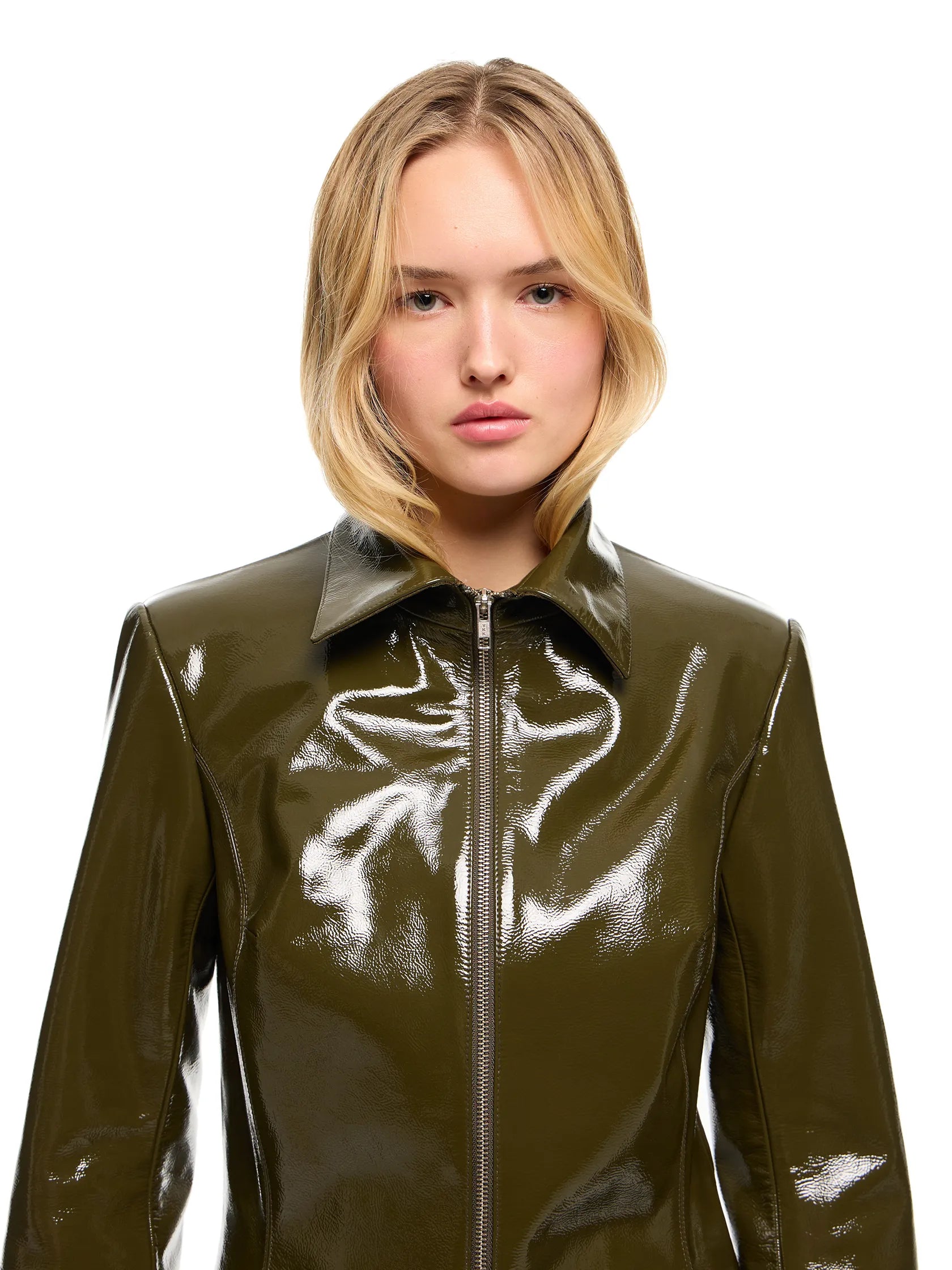 MARGAUX REAL LEATHER OLIVE JACKET