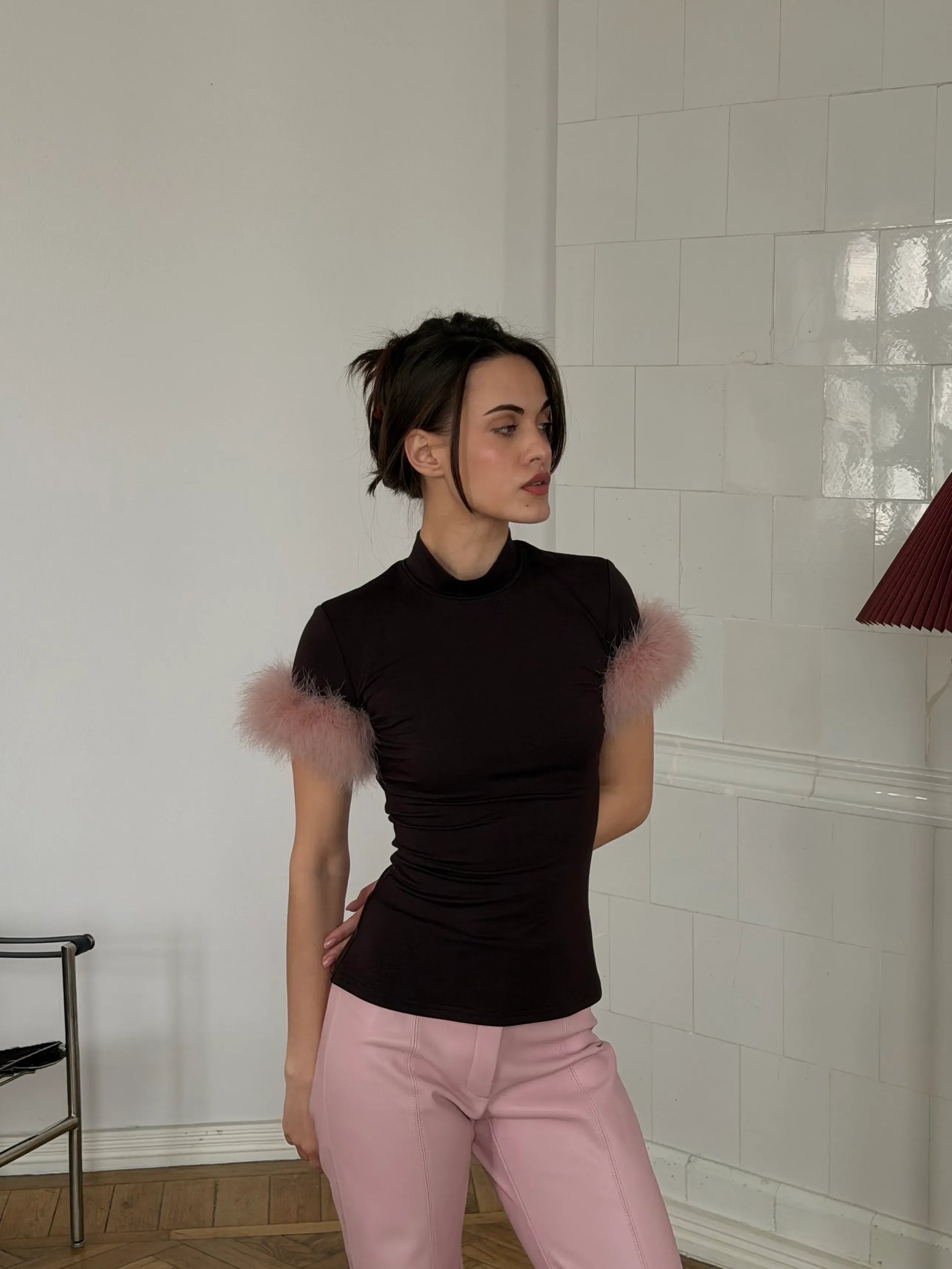 RÉVERIE TOP BROWN-PINK